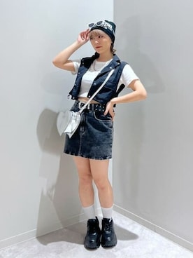 「FRUIT OF THE LOOM（フルーツオブザルーム）のアイテム」を使った、WEGOさん（レディース・160cm）の春コーディネート
