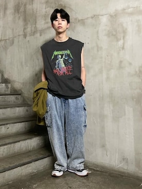 「METALLICA（メタリカ）のアイテム」を使った、WEGOさん（メンズ・178cm）の夏コーディネート