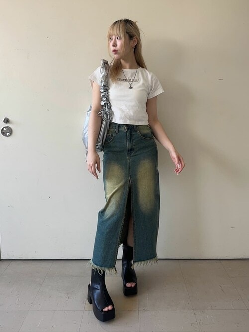★ ★ ヴィンテージウォッシュスカート セール】WEGO/ヴィンテージウォッシュデニムロングスカート
