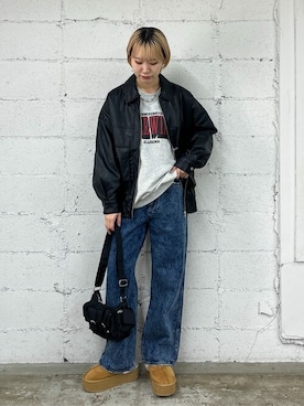 「ムートン」｜「アイテム（ブルゾン）」を使った、WEGOさん（レディース・166cm）の秋コーディネート