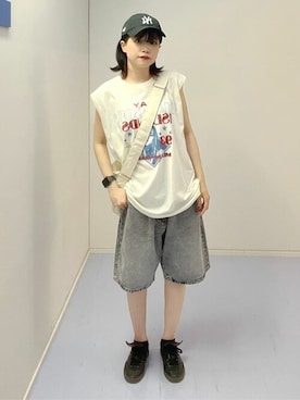 「Dickies（ディッキーズ）のアイテム」を使った、WEGOさん（レディース・157cm）の夏コーディネート