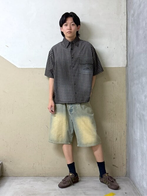 SHORT ROUND/【25年春夏新作】ブリーチチェックロゴシャツ