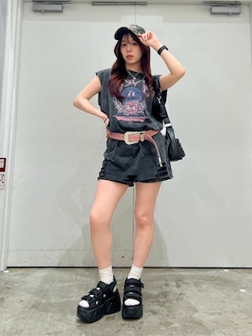 「アイテム（タンクトップ）」を使った、WEGOさん（レディース・152cm）の夏コーディネート