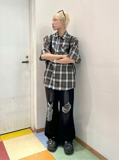 WEGO/【25年春夏新作】オンブレチェック半袖シャツ