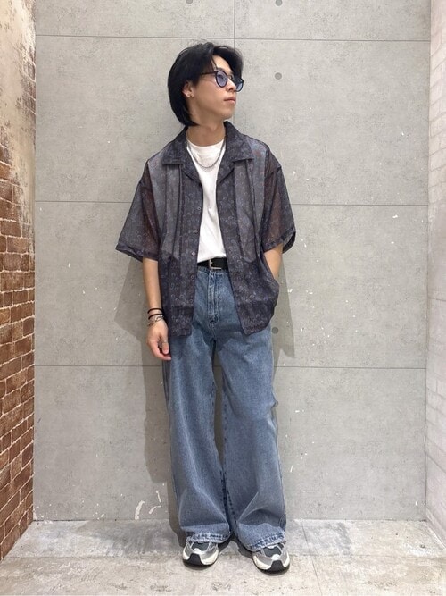 BROWNY/【25年春夏新作】メッシュパターンオープンカラーシャツ