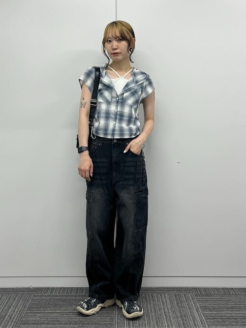 WEGO/【25年春夏新作】イージー3Dバレルレッグデニムカーゴパンツ