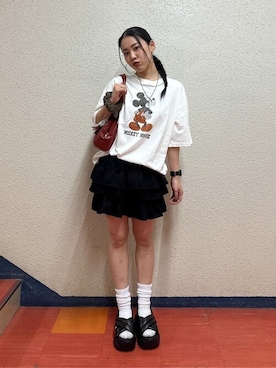 「アイテム（バッグ、レッド系）」を使った、WEGOさん（レディース・164cm）の夏コーディネート