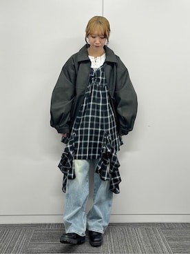 「アイテム（ライダースジャケット）」を使った、WEGOさん（レディース・165cm）の夏コーディネート