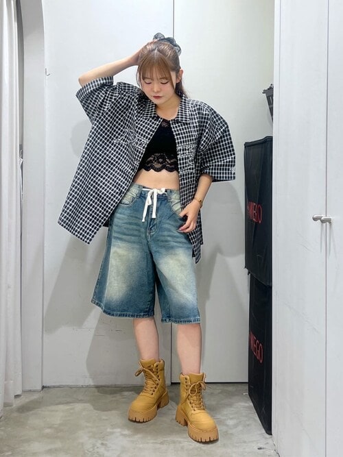 ∴WEGO/【25年春夏新作】別注PIKOチェックグラフィックシャツ