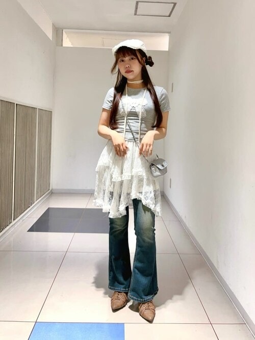 WEGO/【25年春夏新色追加★】ハイウエストストレッチフレアデニムパンツ