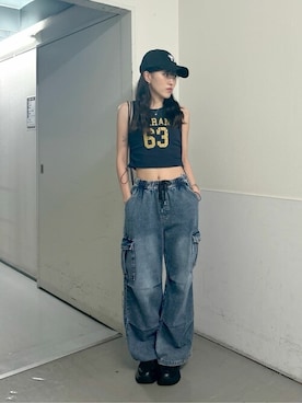 「アイテム（バックパック/リュック）」を使った、WEGOさん（レディース・165cm）の夏コーディネート
