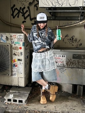 「WEGO（ウィゴー）のアイテム（スカート）」を使った、WEGOさん（レディース・157cm）の夏コーディネート