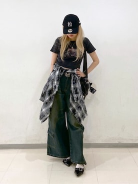 「アイテム（カーゴパンツ）」を使った、WEGOさん（レディース・164cm）の夏コーディネート