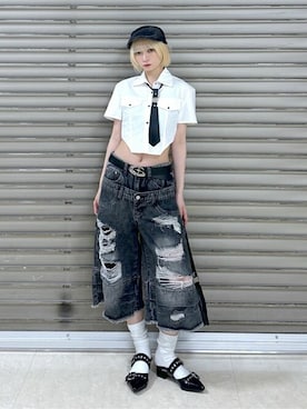 「アイテム（ハンチング/ベレー帽）」を使った、WEGOさん（レディース・160cm）の夏コーディネート