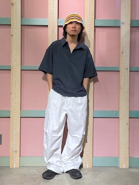 「アイテム（カーゴパンツ）」を使った、WEGOさん（メンズ・168cm）の夏コーディネート