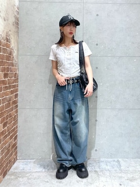 「アイテム（ボストンバッグ）」を使った、WEGOさん（レディース・153cm）の夏コーディネート