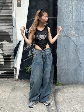 「アイテム（デニムパンツ）」を使った、WEGOさん（レディース・157cm）の夏コーディネート
