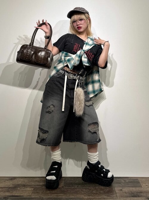 セール】WEGO/ヴィンテージウォッシュダメージバギーハーフパンツ