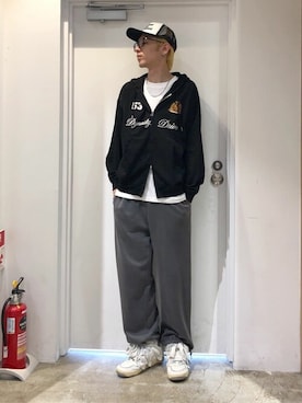 「アイテム（スウェットパンツ）」を使った、WEGOさん（メンズ・186cm）の秋コーディネート