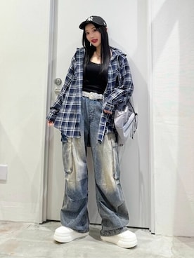 「アイテム（キャップ）」を使った、WEGOさん（レディース・159cm）の秋コーディネート