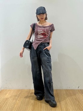 「アイテム（ボストンバッグ）」を使った、WEGOさん（レディース・163cm）の秋コーディネート