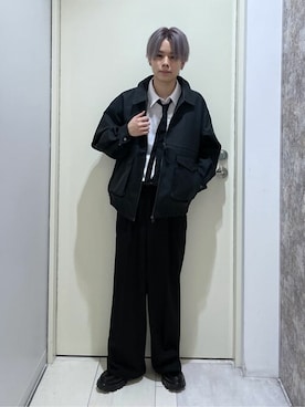 「アイテム（ライダースジャケット）」を使った、WEGOさん（メンズ・170cm）の秋コーディネート