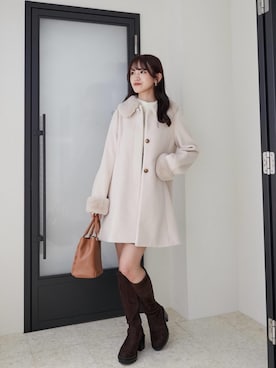 「アイテム（その他アウター、ピンク系）」を使った、naaatsumi00さん（レディース・162cm）の秋コーディネート