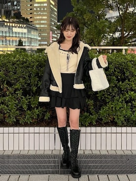 「ヘアアレンジ」｜「アイテム（ブルゾン）」を使った、naaatsumi00さん（レディース・162cm）の秋コーディネート