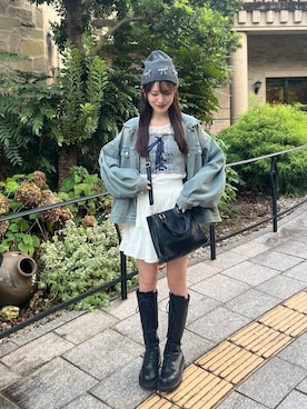 「アウターコーデ」｜「アイテム（デニムジャケット）」を使った、naaatsumi00さん（レディース・162cm）の秋コーディネート