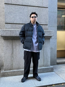 「MANASTASH（マナスタッシュ）のアイテム（カーゴパンツ）」を使った、tenkuluさん（メンズ・174cm）の冬コーディネート