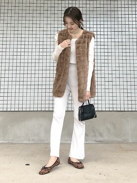 「大学生コーデ」｜「アイテム（パンプス）」を使った、mireiさん（レディース・160cm）の冬コーディネート