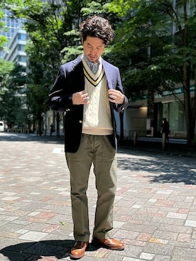 「SOUTHWICK（サウスウィック）のアイテム」を使った、佐藤さん（メンズ・173cm）の夏コーディネート