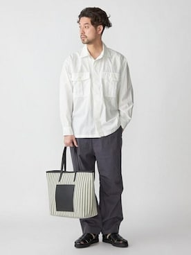 「アイテム（カーゴパンツ）」を使った、佐藤さん（メンズ・173cm）の春コーディネート