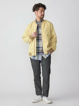 「マドラスチェック」｜「アイテム（ジャケット/アウター）」を使った、佐藤さん（メンズ・173cm）の春コーディネート