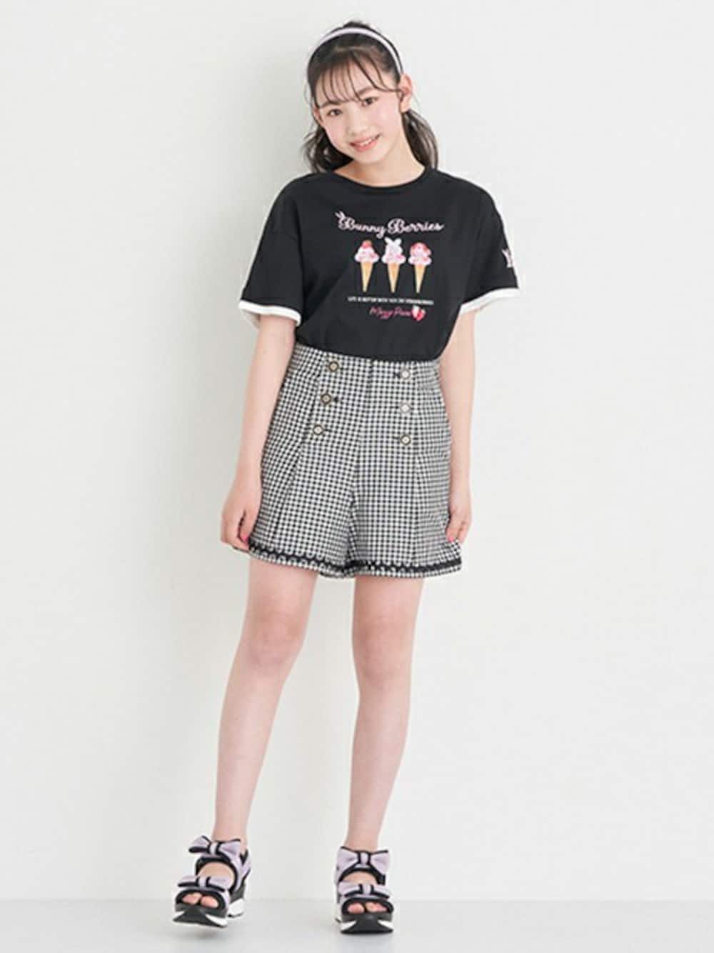 メゾピアノジュニア バニーベリーズTシャツ メルティーン スカート メゾピアノジュニア バニーベリーズTシャツ メルティーン