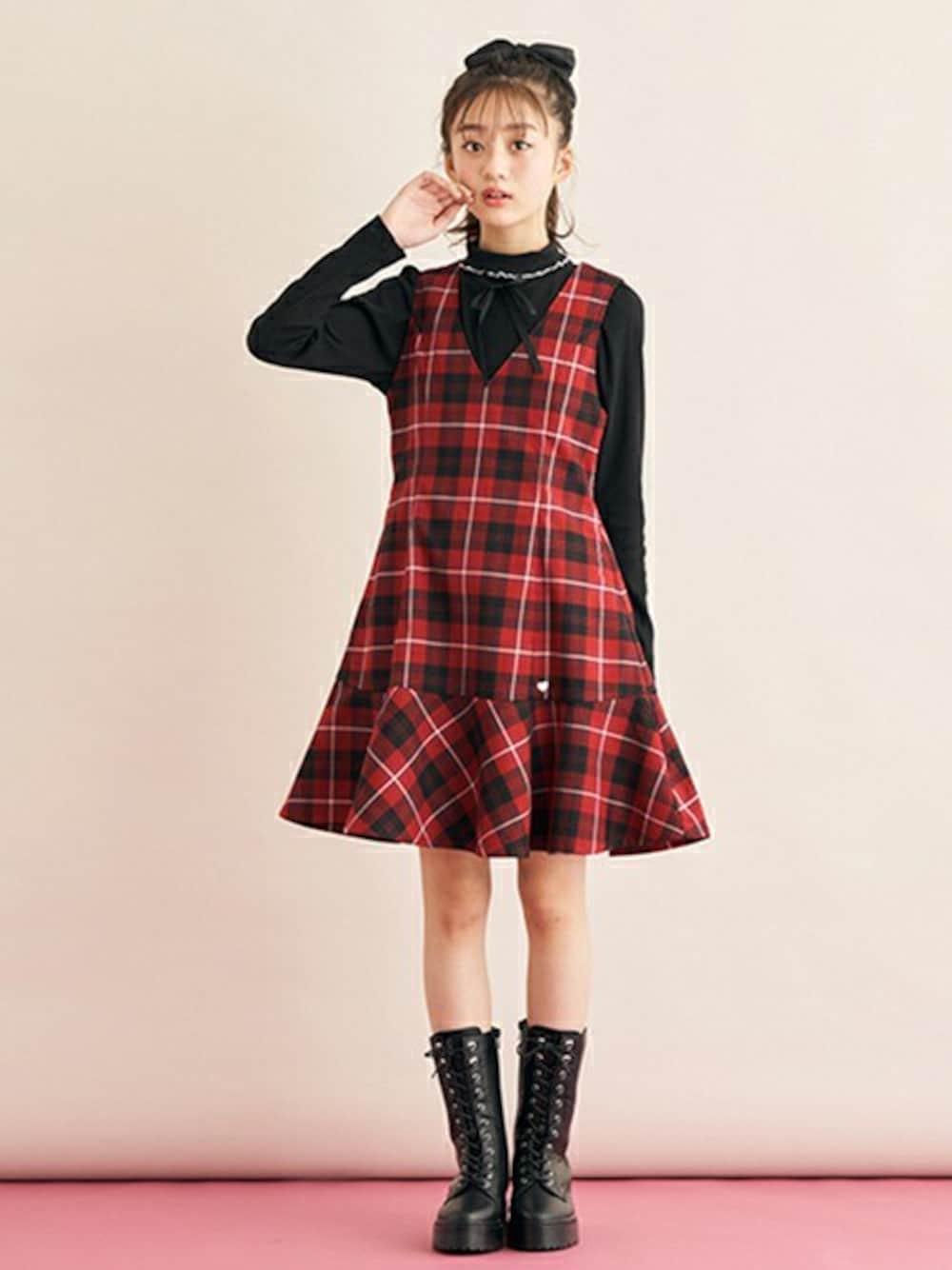 メゾピアノ　ジャンバースカート　シャツ　150cm 星ジップジャンパースカート(S(140) 黒): ジュニア - ナルミヤ