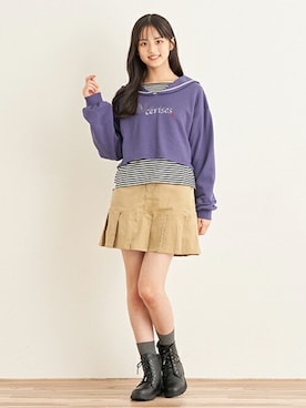 「アイテム（アンサンブル、パープル系）」を使った、Lovetoxicさん（キッズ・160cm）の秋コーディネート