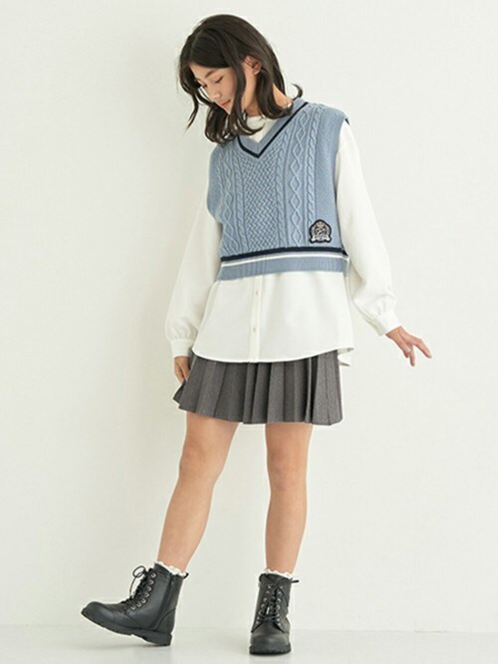 pom ponette junior（ポンポネットジュニア）の「ニットプリーツ