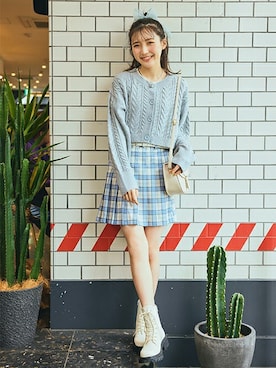 「ニットカーディガン」｜「アイテム（アンサンブル）」を使った、Lovetoxicさん（キッズ・159cm）の冬コーディネート