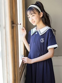mezzo piano junior メゾピアノ　セーラーカットソーワンピース mezzo piano Junior メゾピアノジュニア(mezzo junior)セーラー