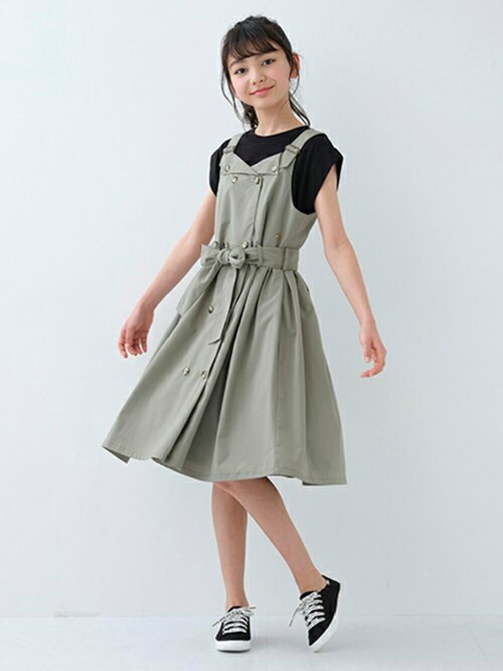 Kate Spade グレー フリル付きワンピース 160 セール】ガールズ メッシュニット&ワンピースセット（ワンピース