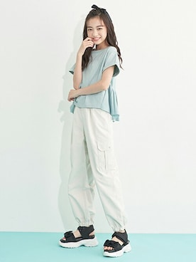 「フリルトップス」｜「アイテム（Tシャツ/カットソー）」を使った、Lovetoxicさん（キッズ・157cm）の夏コーディネート