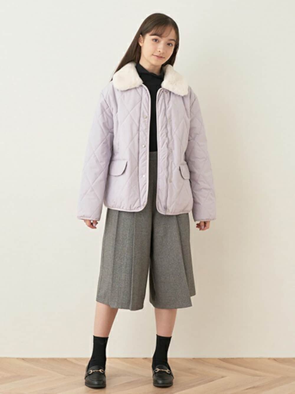 pom しろ ponette junior160cm フェイクファーブルゾン