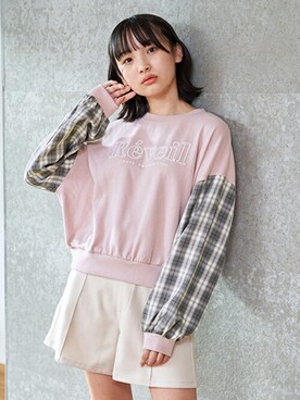 「チェック柄に恋してる」｜「アイテム（スウェット）」を使った、Lovetoxicさん（キッズ・154cm）の秋コーディネート