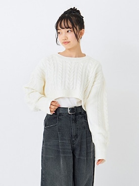 「ケーブルニット」｜Lovetoxicさん（キッズ・150cm）の秋コーディネート