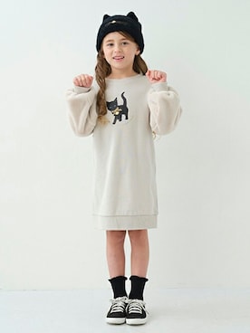 「ニットキャップ」｜「アイテム（ワンピース/ドレス）」を使った、Lovetoxicさん（キッズ・118cm）の冬コーディネート