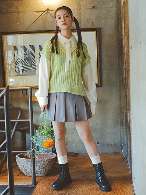 セール】ネクタイシャツレイヤードベスト（シャツ/ブラウス