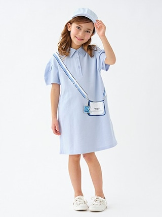 フード付きブルースウェットワンピース Kate spade 130cm 子供新品 アウトレット ショップベビー・キッズ - フード付きブルースウェット