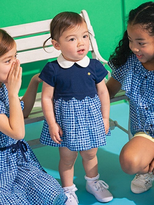 kate spade ドッキング カットソー ワンピース ギンガムチェック トドラー ギンガムドッキングワンピース（ミドルワンピース