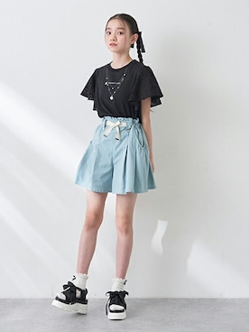 「キュロット」｜「アイテム（Tシャツ/カットソー）」を使った、Lovetoxicさん（キッズ・157cm）の春コーディネート